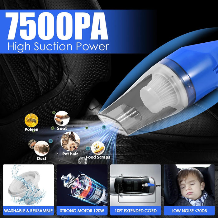 18PCS Car Cleaning Kit, Car Interior Detailing Kit with Blue High Power Handheld Vacuum, Detailing Brush Set, Windshield