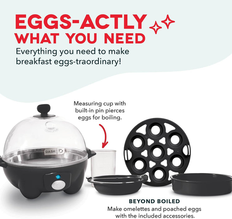 Rapid Egg Cooker, 7 Eggs, Hard Boiled, Poached & Omelettes, Black
