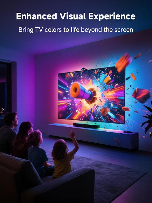TV LED Backlight Sync to Screen, 10.5ft LED Lights for 32-50 Inch TVs & PC Monitors, Smart App Control TV Lights that Change with TV, Backlight with Camera, Music Sync Strip Lighting