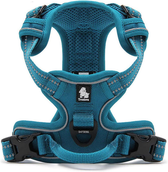 Adjustable No-Pull Dog Harness Reflective Vest, Blue, XS