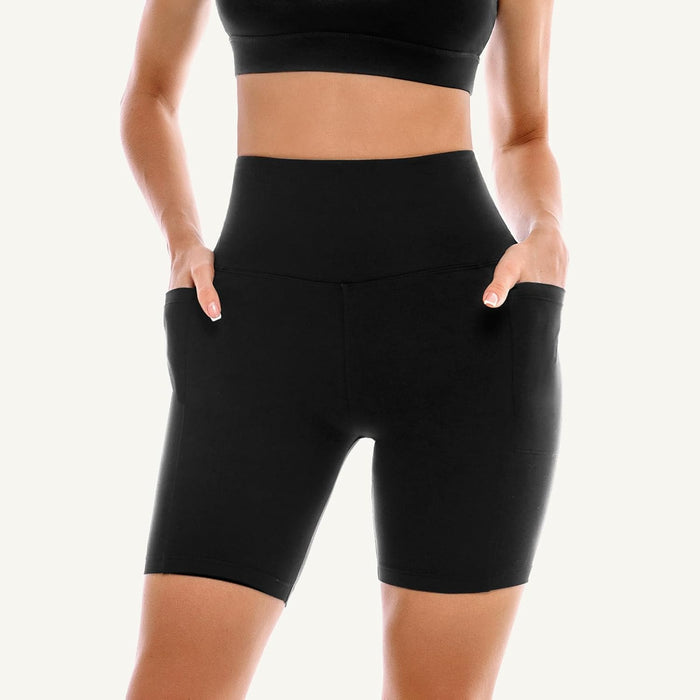 2 Pack Womens Biker Shorts with Pockets 6"