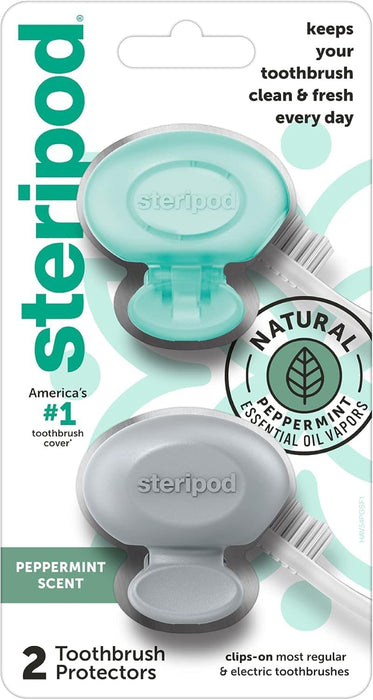 Clip-On Toothbrush Protectors, Peppermint Scent, 2 Count