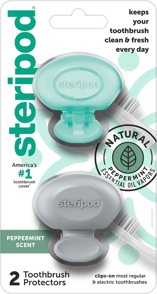 Clip-On Toothbrush Protectors, Peppermint Scent, 2 Count