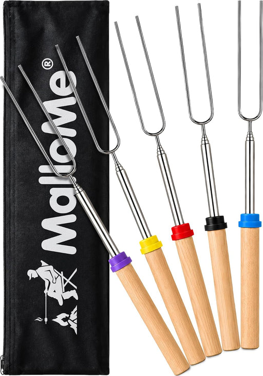 Smores Sticks for Fire Pit Long - Marshmallow Roasting Sticks Smores Kit - Smore Skewers Hot Dog Fork Campfire Cooking E