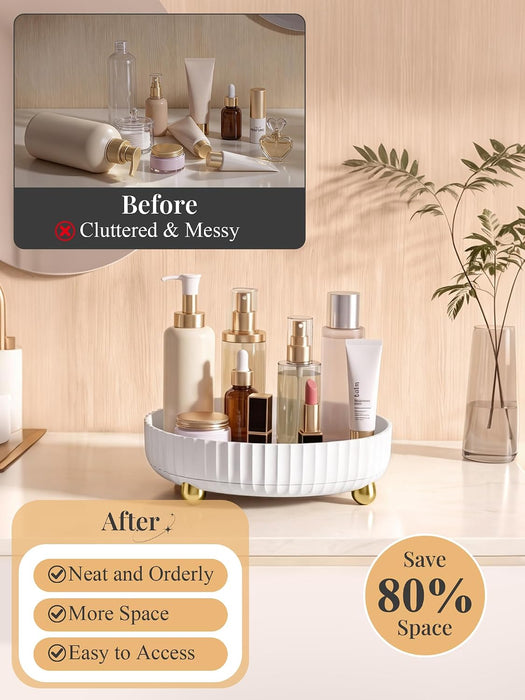 360 Rotating Makeup Organizer - Perfume Vanity Skincare Tray