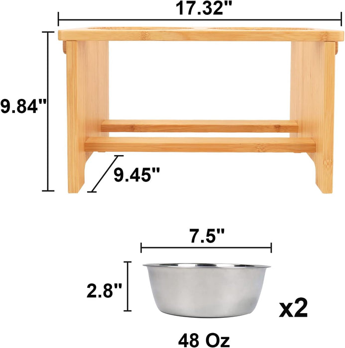 Elevated Dog Bowls,Raised Dog Bowl Stand with 2 Stainless Steel Bowls,Elevated Raised Dog Bowls for Large Medium Small S