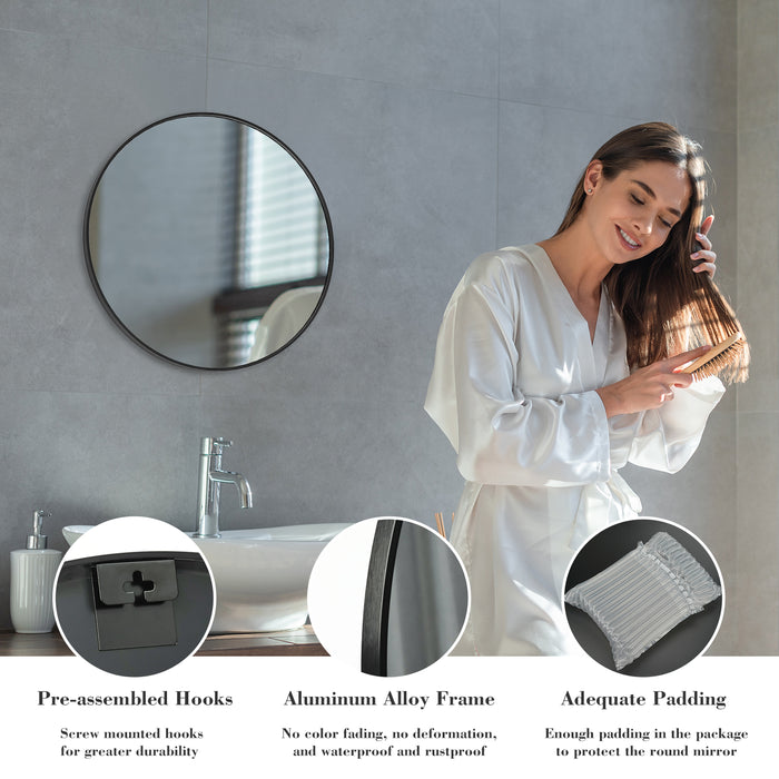 20-Inch Round Metal Wall Mirror
