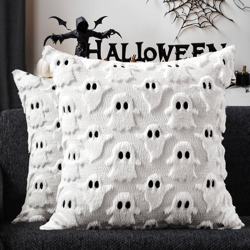 Halloween Pillow Covers 18x18 inch 2Pcs White Ghost Halloween Decor