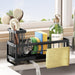Sponge Holder for Kitchen Sink - Sink Caddy with Brush Holder Self-draining Sponge Caddy Organizer with Divider Stainles