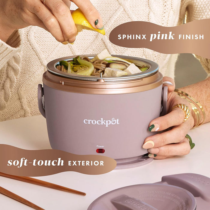 Electric Lunch Box, Portable Food Warmer for Travel, Car, On-the-Go, 20-Ounce, Blush Pink | Keeps Food Warm & Spill-Free