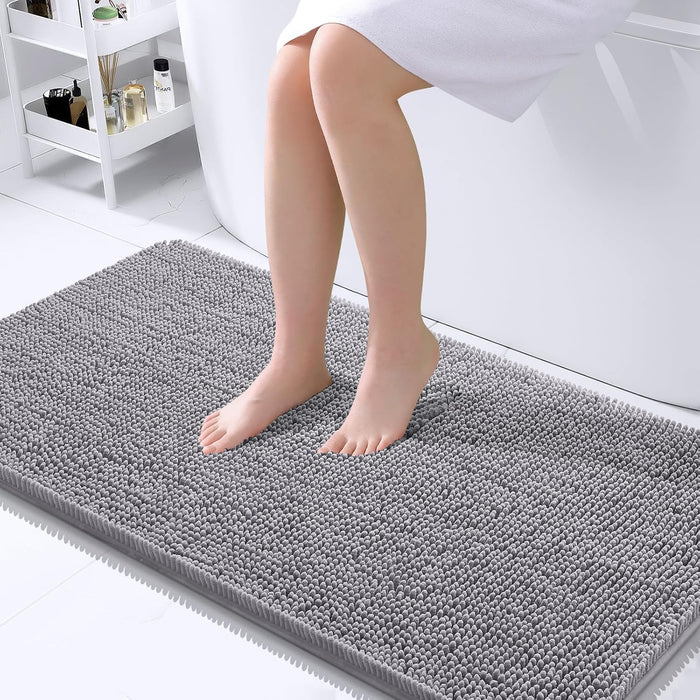 Bathroom Rugs 30X20, Extra Soft Absorbent Chenille Bath Rugs, Rubber Backing Quick Dry, Machine Washable Bath Mats for Bathroom Floor, Tub and Shower, Home Decor Accessories, Grey