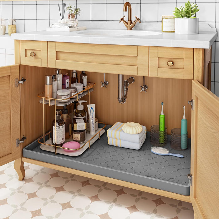 Under Sink Mat 34" x 22" Waterproof Silicone Cabinet Kitchen Liner