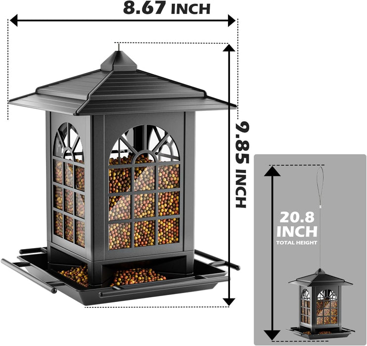 2 Pack Bird Feeders for Outdoor Hanging, Assembly Required, 1-Min Easy Setup, Classic Courtyard Design, Attracting Cardi