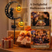 Solar Halloween Garden Stake Light Pumpkin Moon Waterproof Metal Black Cat