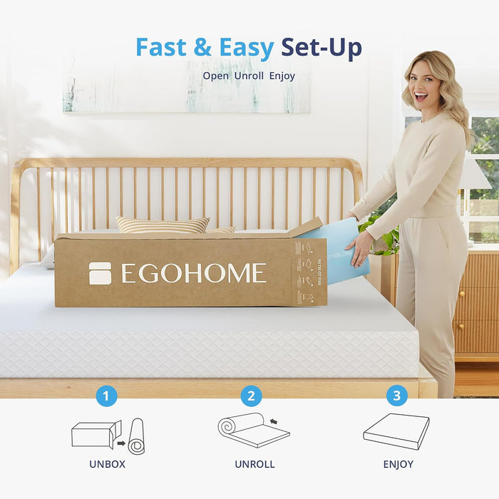 EGOHOME 2 Inch Twin Memory Foam Mattress Topper- Cooling Gel Infused
