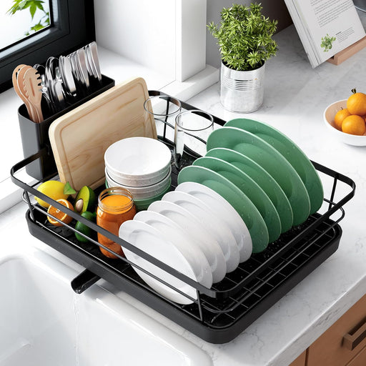 Dish Drying Rack for Kitchen Counter, 12''W x 15.5''L, Black