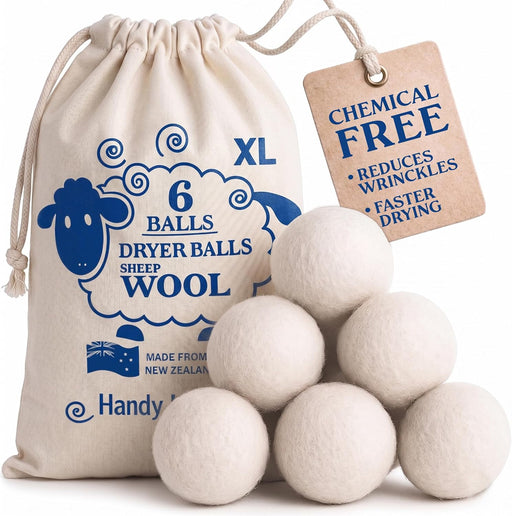 Wool Dryer Balls 6-Pack, Reusable Natural Fabric Softener