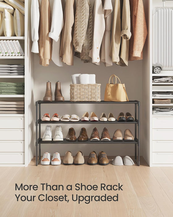 Shoe Rack, 3-Tier Shoe Organizer, Metal Storage Shelf