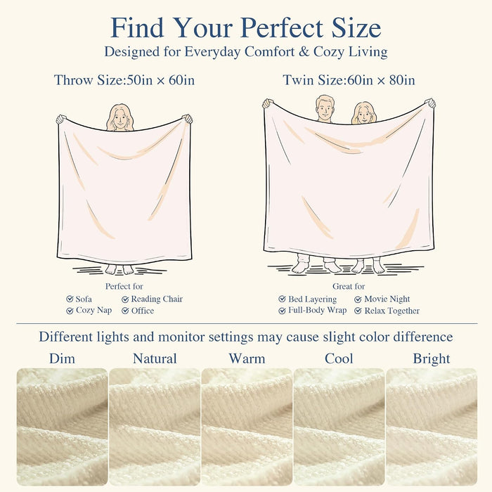 Chenille Throw Blanket for Couch, Cozy Soft Blanket Lightweight Decorative Throw for Living Room Sofa Chair, Stylish Home Decor, Ideal for Gifting, Ivory 50"x60"