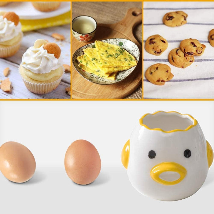 Egg Yolk Separator, HQ Creative Ceramics Cute Little Chicken Egg Yolk White, Funny Style Simple Automatic Separation Baking Assistant Tool (Upgrade Yellow Chick)