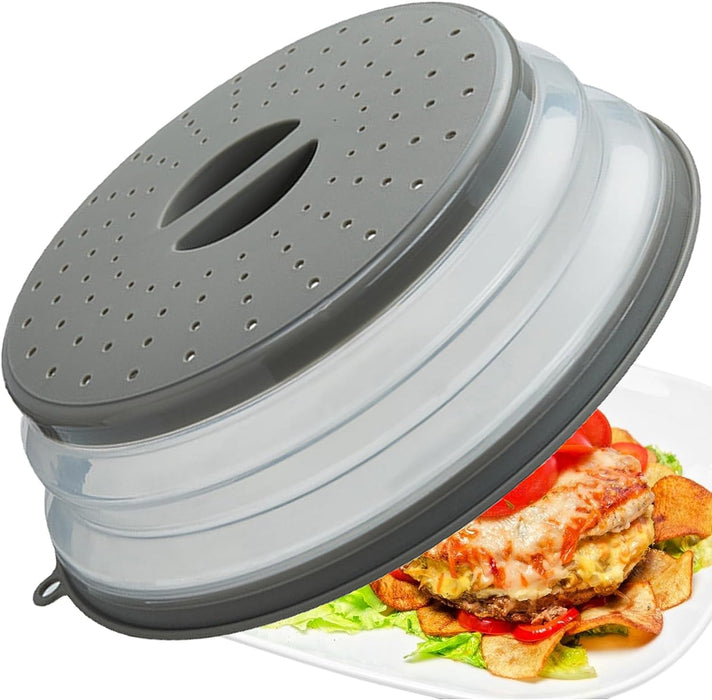 Microwave Splatter Cover Vented for Food, Splatter Guard & Colander Kitchen Gadget for Fruit Vegetables Microwave Plate 