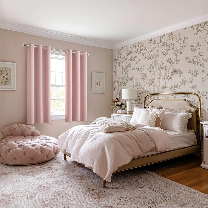 Blackout Curtains for Bedroom 2 Panels 40 x 63 Inch Long Pink