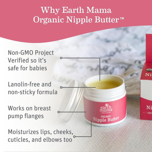 Organic Nipple Butter - 2 fl oz - Lanolin-Free Nipple Cream - Safe, Soothing Balm for Breastfeeding - Postpartum Essenti