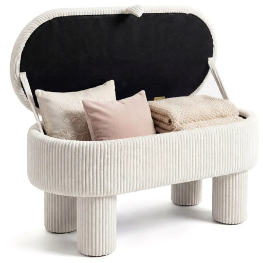 Corduroy Storage Bench with Hidden Compartment