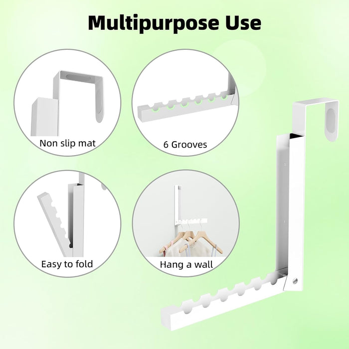Over The Door Hanger Folding Clothes Drying Rack, Folding Hanging Coat Rack for Indoor Laundry Room Compact Small Space 