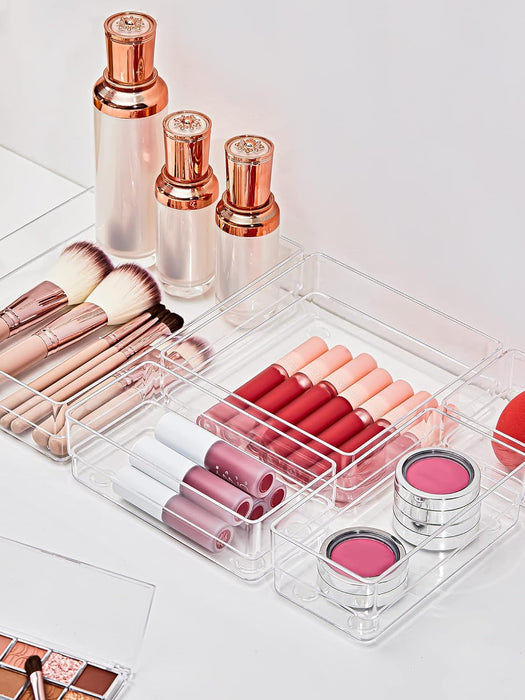 13 PCS Drawer Organizer 5-Size Desk Makeup Drawer Organizer Clear