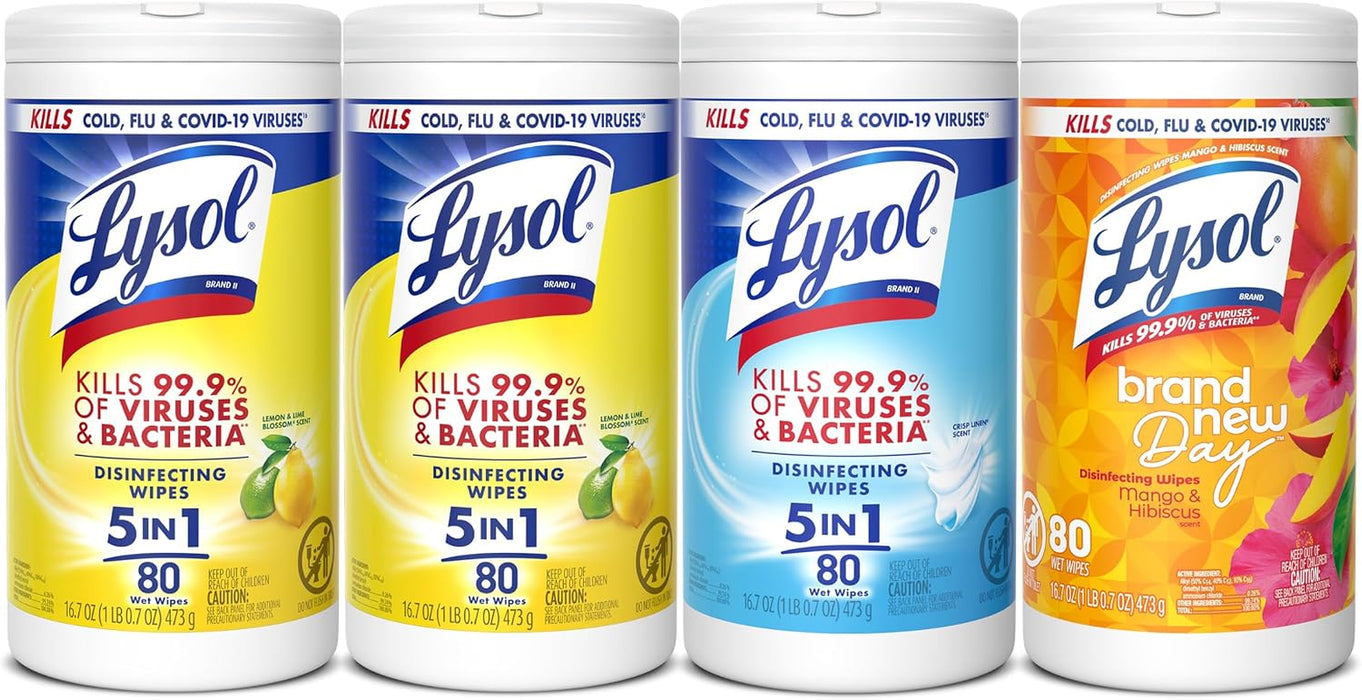 Disinfecting Wipes, Cleaner, Lemon + Mango + Linen, 80 ct. (4 Pack)