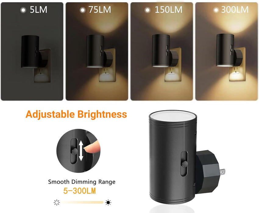 4 Pack LED Night Light Plug in,5-300LM Brightness Adjustable