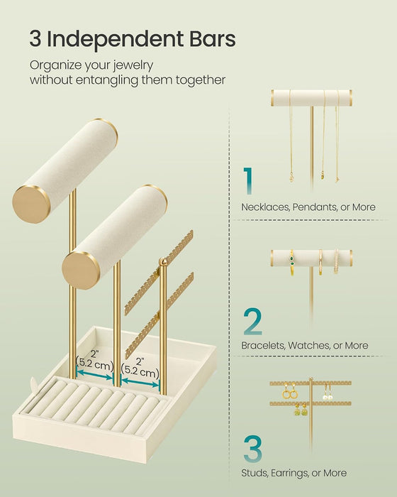Bracelet Holder Stand, 2 Tiers, Removable Ring Holder