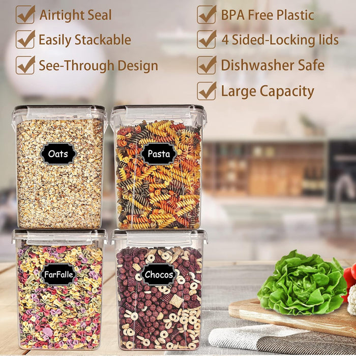 Four 5.2 L Flour & Food Storage Containers — Black