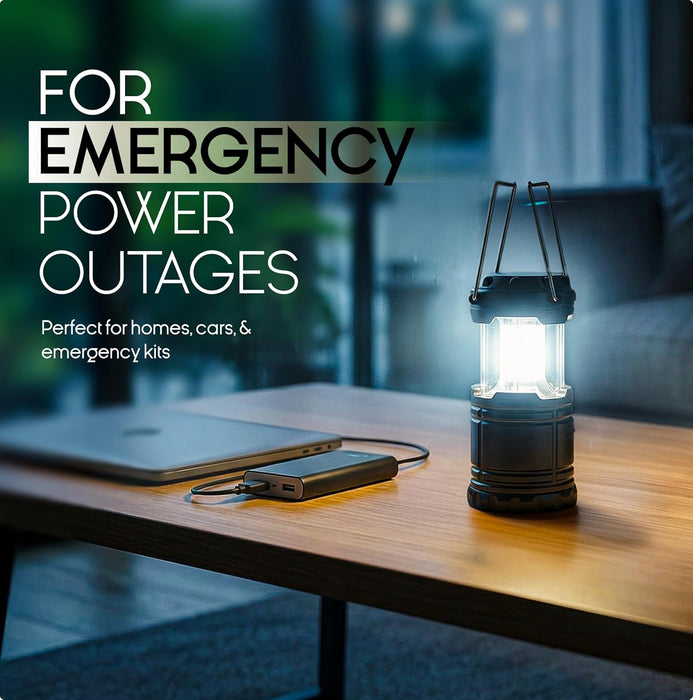 Camping Lights LED Lantern Flashlights, Battery Operated Lamp Tent Lanterns for Power Outages, Camping Essentials Outdoor,Home,Emergency Gear, Hurricane Survival (3 AAA batteries not included)