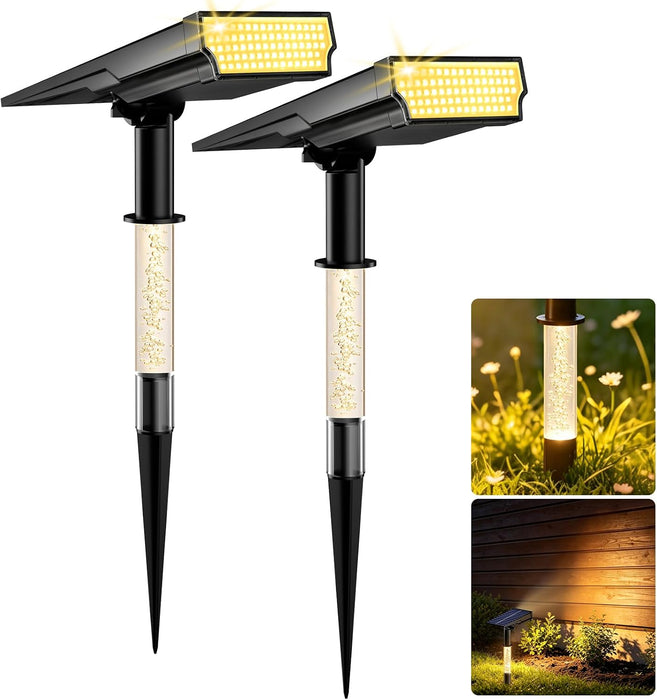 Solar Spot Lights Outdoor Waterproof, Warm White 2 Pack