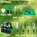 Garden Tools Set, 10 PCS Heavy Duty Gardening Hand Tools Kit, Green