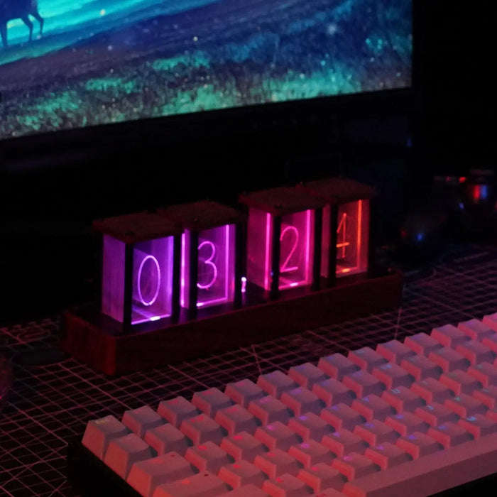 Nixie Tube Clock Adjustable RGB LED Display Multifunction Clock Nixie Tube Digital Clock for Gift Home Decoration Desk New Year