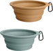 2-Pack Silicone Collapsible Dog Bowls, BPA Free Dishwasher Safe, Portable Foldable Expandable Travel Bowl, Food Water Feeding Cup Dish for Dogs Cats with 2 Carabiners (Turquoise, Tan)
