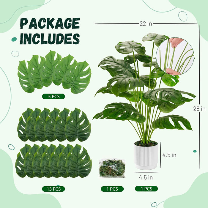 28" Fake Plants, Artificial Monstera Plants Indoor in White Pot