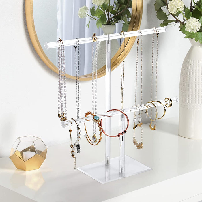 Acrylic Jewelry Stand, 2-Tier Necklace Holder, Jewelry Display Holder
