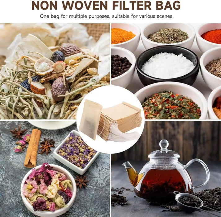 200Pcs Tea Filter Bags, Disposable Tea Filter Bags for Loose Leaf Tea from Safe Natural Materials, Empty Tea Bags Suitable for Loose-Leaf Tea, Coffee, Spices, Herbs (3.54 x 2.75 inch)