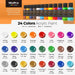 Acrylic Paint Set 24 Colors 2oz with 12 Brushes & Palette