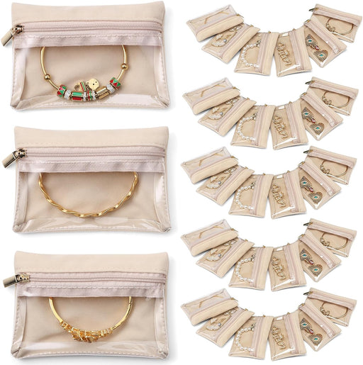 Travel Jewelry Pouch, 33pcs Clear Velvet Zipper Bag