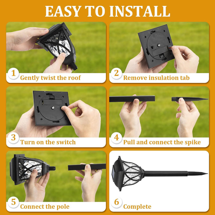 6 Pack Solar Lights Outdoor Waterproof, LED Solar Garden Lights