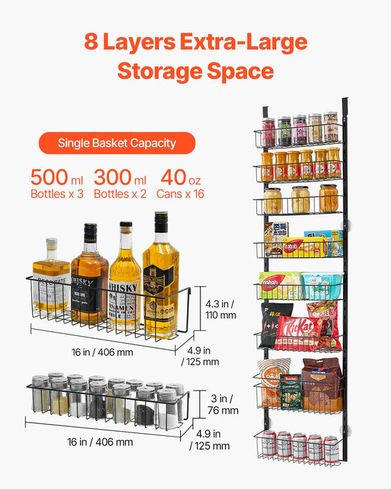 Eight-Tier Over-Door Pantry Organizer