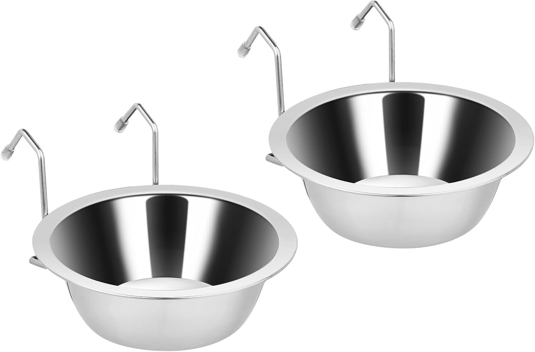 2PCS 8oz Stainless Steel Hanging Kennel Water Bowls