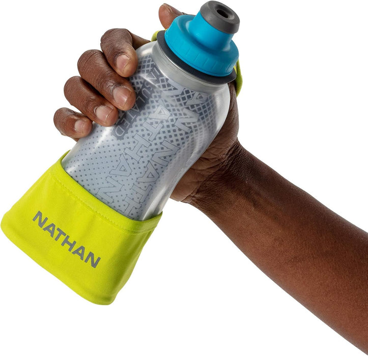 Running Handheld Water Bottle Adjustable No-Grip Quick Squeeze Lite Hand Strap. Reflective Hydration