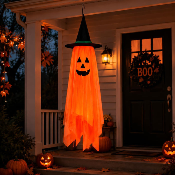 Halloween Decorations Ghost Hanging Ornaments: 39.4 Inch Decor (Orange)