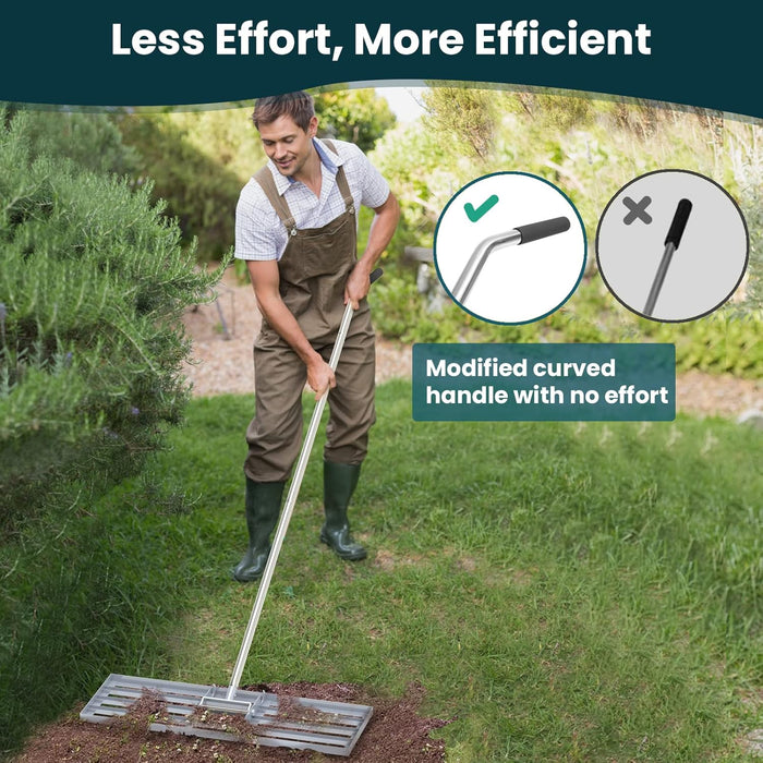 Lawn Leveling Rake 30x10 inch, (Professional-Grade) Lawn Leveler Tool with Stainless Steel Handle Rakes for Lawns Heavy 